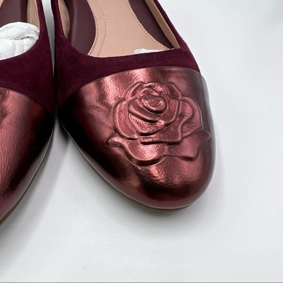 Taryn Rose Womens Size 5 Babe Metallic Suede Leather Wine‎ Plum Fig Pumps Heels - Picture 5 of 14